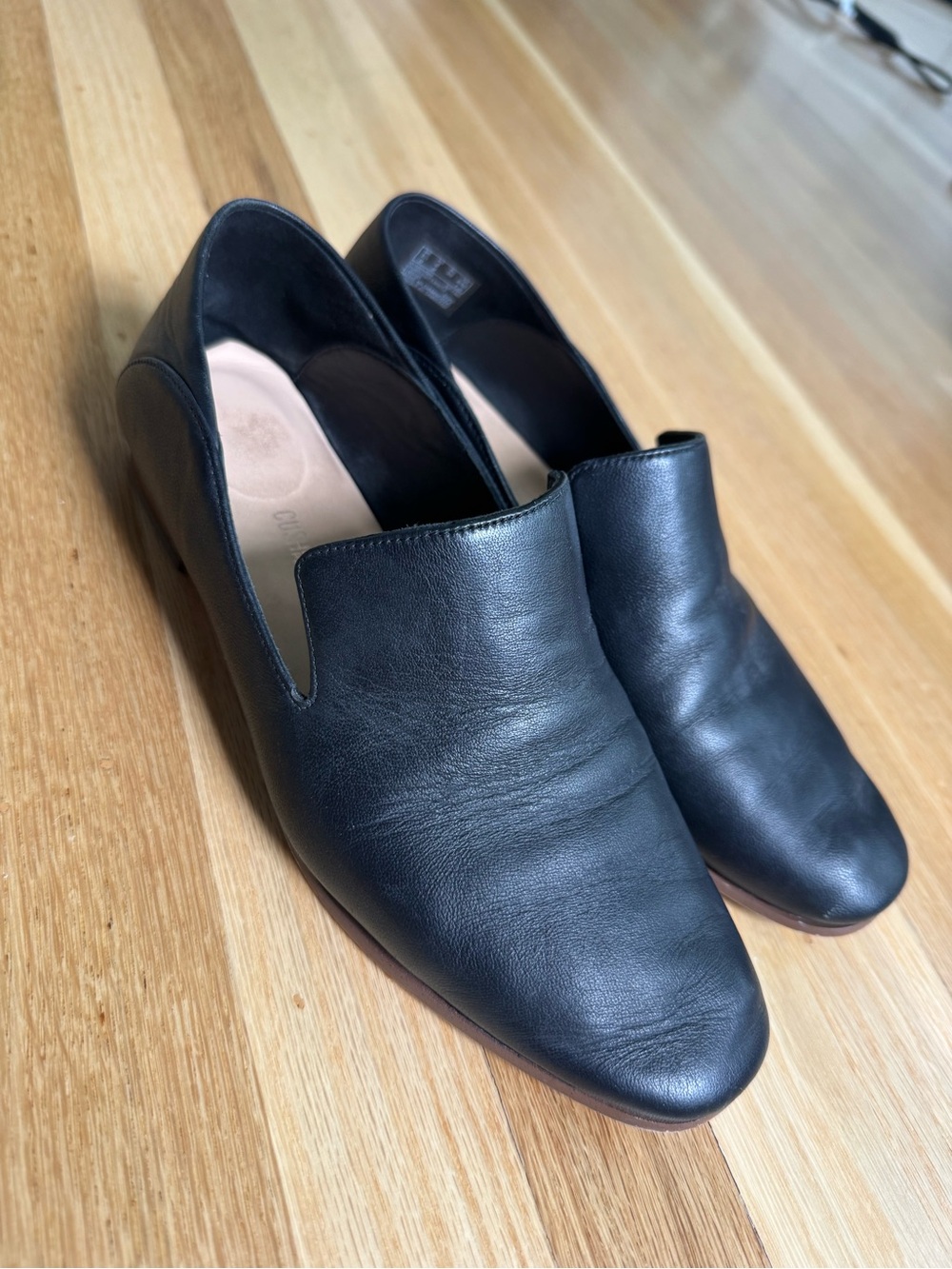 Clarks Black Leather Slip-On Loafers, Comfy